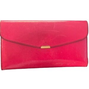 Prym pink leather‎ long wallet, trifold.